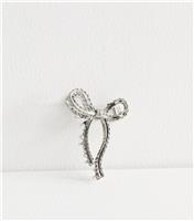 Silver Tone Scalloped Metal Bow Claw Clip New Look