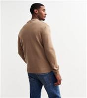 Men's Light Brown Slim Cardigan Only and Sons New Look