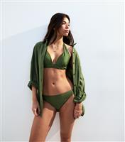 Women's Mix and Match Khaki Hipster Bikini Bottoms New Look