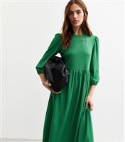 Women's Green Crinkled Jersey Midi Smock Dress New Look