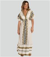 Women's Cream Zig Zag Cotton Maxi Dress South Beach New Look