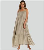 Women's Khaki Metallic Maxi Dress South Beach New Look