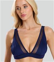 Women's Navy Textured Triangle Bikini Top South Beach New Look