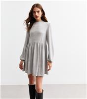 Women's Light Grey Jersey Smock Mini Dress New Look