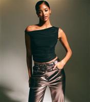 Women's Black Draped Stretch Jersey Top New Look