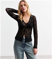 Women's Black Lace Button Up Cardigan New Look