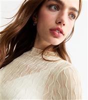 Women's Cream Textured Sheer Knit Top New Look