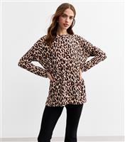 Women's Brown Leopard Print Long Sleeve Top New Look