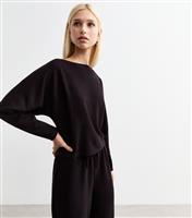 Women's Black Oversized Soft Touch Long Batwing Sleeve Top New Look