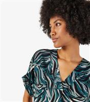 Women's Green Leaf Print Top Apricot New Look