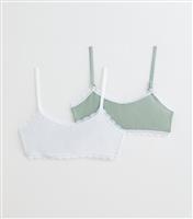 Girls' Pack of 2 Lace Trim Crop Tops New Look