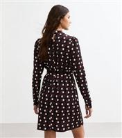 Women's Burgundy Patterned Crinkled Jersey Mini Dress New Look