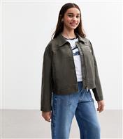 Girls' Black Faux Leather Zip Front Jacket Vegan New Look