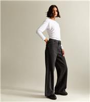 Women's Washed Black Adalae High-Waist Wide Leg Jeans New Look
