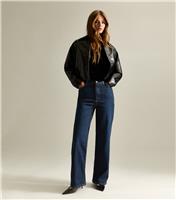 Women's Dark Blue Adalae High Waisted Wide Leg Jeans New Look