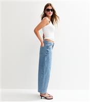 Women's Blue Washed Barrel Leg Jeans New Look