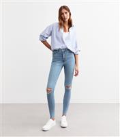 Women's Tall Blue Ripped Knee Skinny Jeans New Look