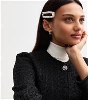 Cream Faux Pearl Rectangular Hair Slide New Look