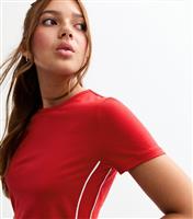 Girls' Red Contrast Piping Top New Look