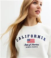 Girls' White California Embroidered Cropped Sweatshirt New Look