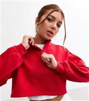 Girls' Red Quarter Zip Sweatshirt New Look