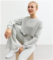 Girls' Grey Raw Hem Cropped Sweatshirt New Look