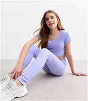Girls' Lilac Ribbed Leggings New Look
