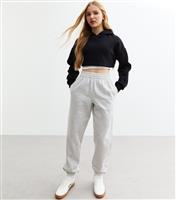 Girls' Grey Cuffed Jersey Joggers New Look