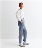 Girls' Blue Cuffed Jersey Joggers New Look
