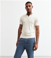 Men's Off White Regular Wide Pointelle Collared Top New Look