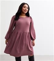 Women's Plus Size Pink Crinkled Texture Mini Dress Curves New Look