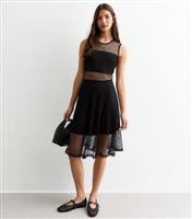 Women's Black Mesh Midi Dress Cutie London New Look