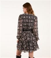 Women's Black Belted Frill Mini Dress Blue Vanilla New Look