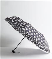 Black Daisy Print Umbrella New Look
