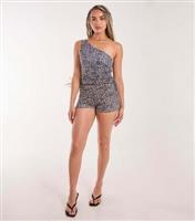 Women's Black Leopard Print Asymmetric Top Pink Vanilla New Look