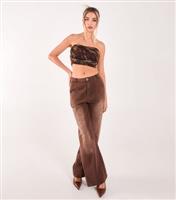 Women's Brown Animal Print Bandeau Top Pink Vanilla New Look