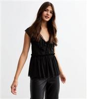 Women's Black Ruffled Tulle Top New Look
