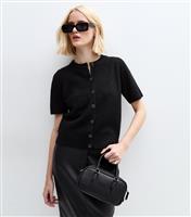 Women's Black Short Sleeve Button Up Cardigan New Look