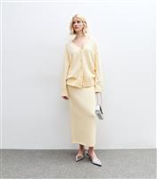 Women's Light Yellow Midweight Knit Midi Skirt New Look
