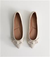 Women's Wide Fit Cream Linen-Look Ballet Pumps New Look