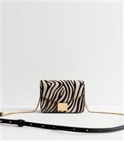 Black Textured Zebra Print Crossbody Bag New Look