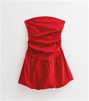 Girls' Red Bubble Skirt Bandeau Dress New Look