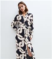 Women's Navy Chain Print Midi Shirt Dress New Look