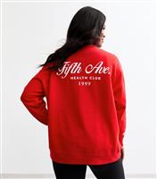 Women's Plus Size Red Fifth Ave Slogan Print Sweatshirt Curves New Look