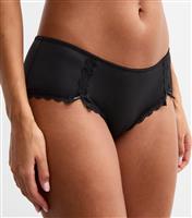 Women's Black Lace Trimmed Bow Embellished Briefs New Look