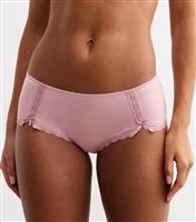 Women's Pink Lace Trimmed Bow Embellished Briefs New Look