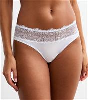 Women's White Lace Trimmed Brazilian Briefs New Look