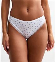 Women's White Ditsy Print Brazilian Briefs New Look