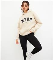 Women's Cream Logo Embroidered Hoodie WKNDGIRL New Look