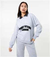 Women's Grey Sport Studio London Quarter Zip Sweatshirt Pink Vanilla New Look